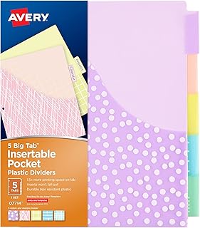 Insertable Pocket Plastic Dividers - 5 Tab