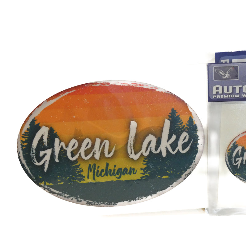 Sunset Pine Green Lake Mini Decal