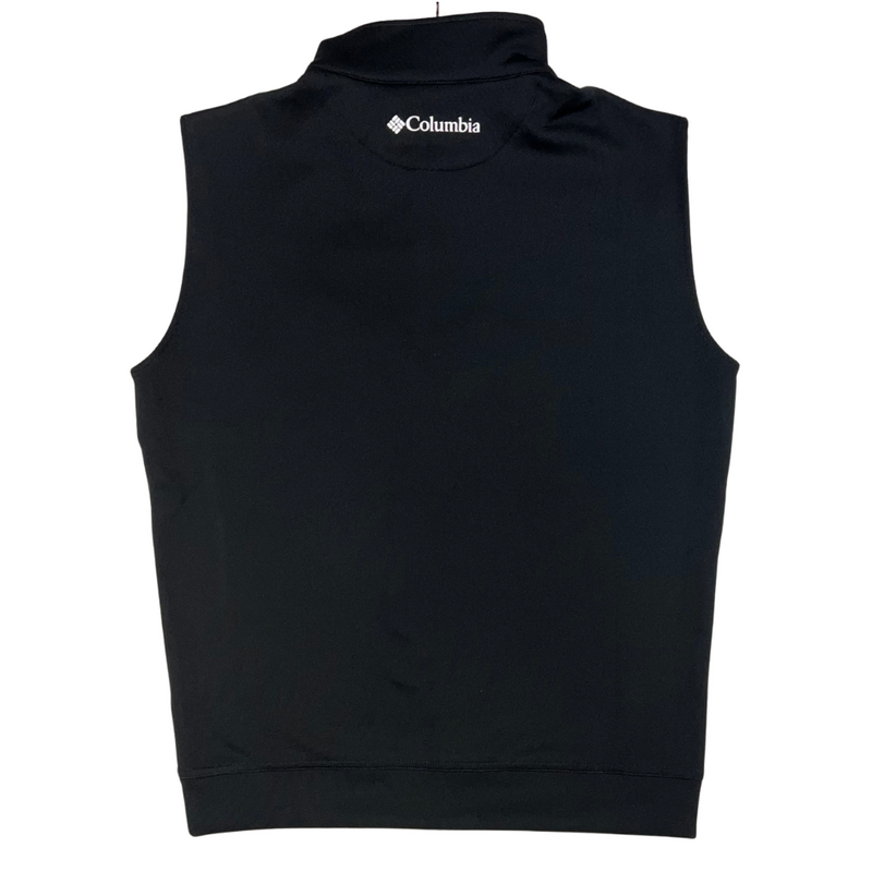 Black sleeveless shirt with white Columbia logo 