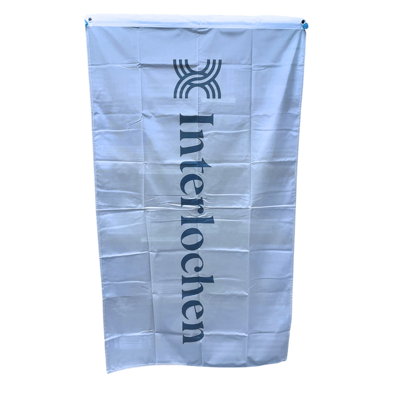 Light Blue Interlochen Garden Flag with Logo